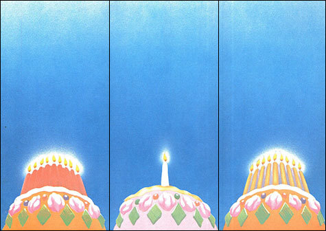 carta Cartoncino piegato in 3 con soggetto -birthday- per stampanti laser & inkjet. Foglio A4 piegabile in A5, 165gr x mq, personalizzata a tema.