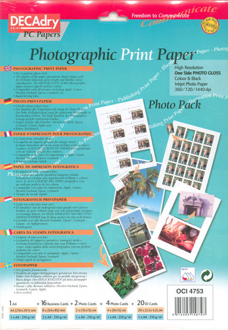 carta Set vari formati, white, 210gr inkjet. Cartoncino fotografico di alta qualit monopatinato lucido.