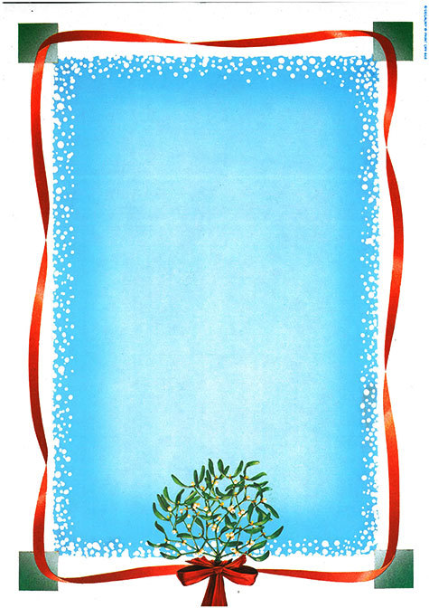 carta Carta personaizzata con cornice -mistletoe- per stampanti laser & inkjet. Formato a4 (21x29,7 cm), 95gr x mq, personalizzata a tema.