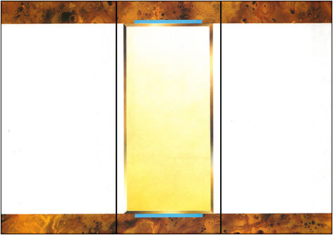 carta Cartoncino piegato in 3 con cornice -noce- per stampanti laser & inkjet. Foglio A4 piegabile in A5, 165gr x mq, personalizzata a tema.