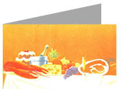 carta cartoncino piegato in 2 con soggetto -gastronomy- per stampanti laser & inkjet. Foglio A4 piegabile in A5, 165gr x mq, personalizzata a tema DEC857x70