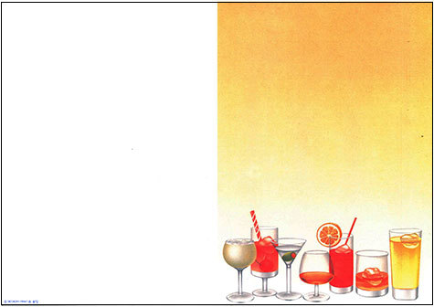 carta cartoncino piegato in 2 con soggetto -drink- per stampanti laser & inkjet. Foglio A4 piegabile in A5, 165gr x mq, personalizzata a tema.