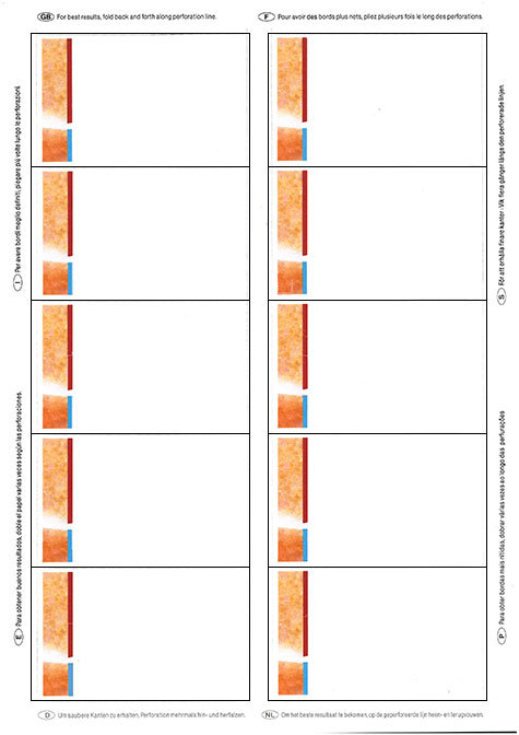 carta Biglietto da visita 54x85mm, cornice -san marco- Per stampanti laser & inkjet. Da un  foglio A4 si ottengono 10 biglietti da visita 85x54mm, 185gr.