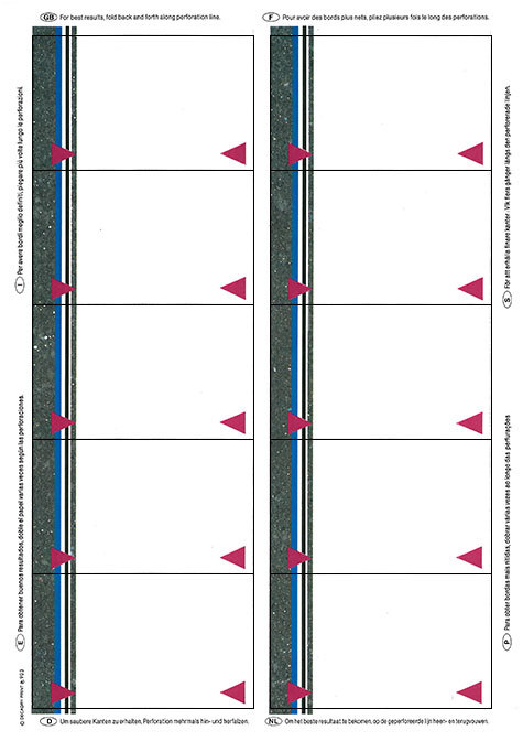 carta Biglietto da visita 54x85mm, cornice -official- Per stampanti laser & inkjet. Da un  foglio A4 si ottengono 10 biglietti da visita 85x54mm, 185gr.
