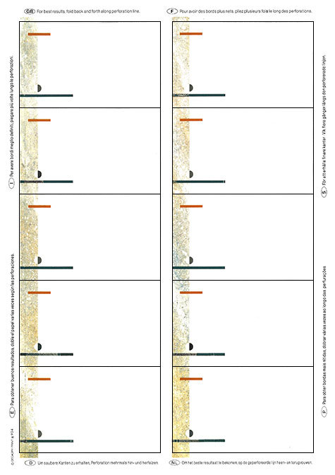 carta Biglietto da visita 54x85mm, cornice -tivoli- Per stampanti laser & inkjet. Da un  foglio A4 si ottengono 10 biglietti da visita 85x54mm, 185gr.
