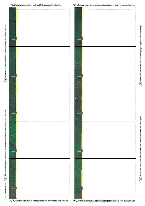 carta Biglietto da visita 54x85mm, cornice -palenque- Per stampanti laser & inkjet. Da un  foglio A4 si ottengono 10 biglietti da visita 85x54mm, 185gr.