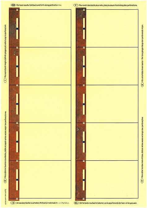 carta Biglietto da visita 54x85mm, cornice -taos- Per stampanti laser & inkjet. Da un  foglio A4 si ottengono 10 biglietti da visita 85x54mm, 185gr.