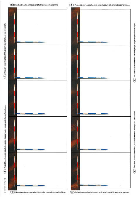 carta Biglietto da visita 54x85mm, cornice -mikado- Per stampanti laser & inkjet. Da un  foglio A4 si ottengono 10 biglietti da visita 85x54mm, 185gr.