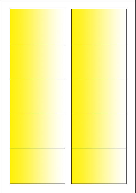 carta Biglietto da visita 54x85mm, sfumato -process yellow- Per stampanti laser & inkjet. Da un  foglio A4 si ottengono 10 biglietti da visita 85x54mm, 180gr.