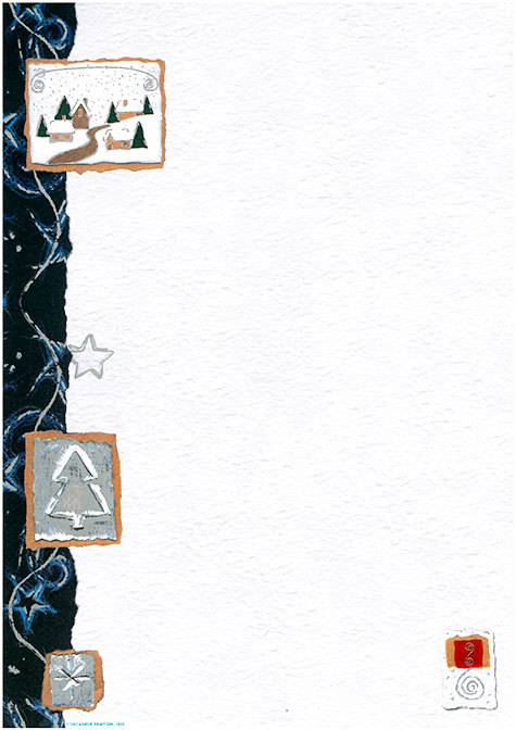 carta Carta personaizzata con cornice -silver blue christmas- per stampanti laser & inkjet. Formato a4 (21x29,7 cm), 95gr x mq, personalizzata a tema.