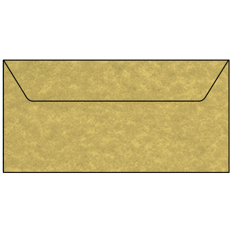 carta Busta 11x22cm -parchment gold- Per stampanti laser & inkjet. Formato DL (220x110mm), personalizzate a tema.