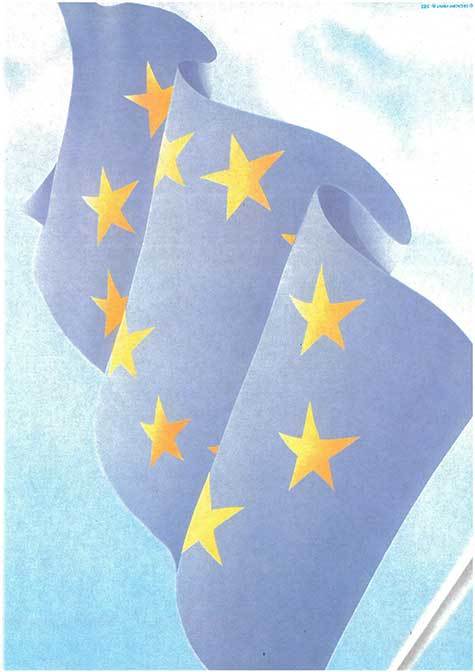 carta Carta personalizzata con soggetto -european flag- per stampanti laser & inkjet. Formato a4 (21x29,7 cm), 95gr x mq, personalizzata a tema.