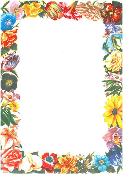 carta Carta personalizzata con cornice -flowers- per stampanti laser & inkjet. Formato a4 (21x29,7 cm), 95gr x mq, personalizzata a tema.