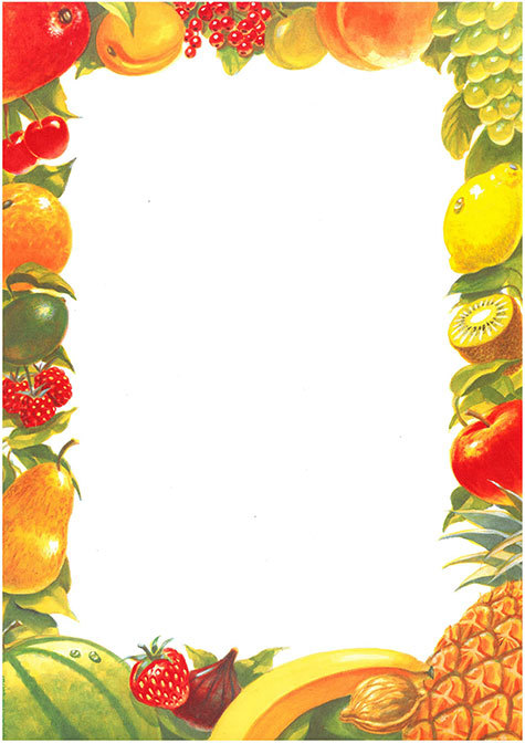 carta Carta personalizzata con cornice -fruit basket- per stampanti laser & inkjet. Formato a4 (21x29,7 cm), 95gr x mq, personalizzata a tema.