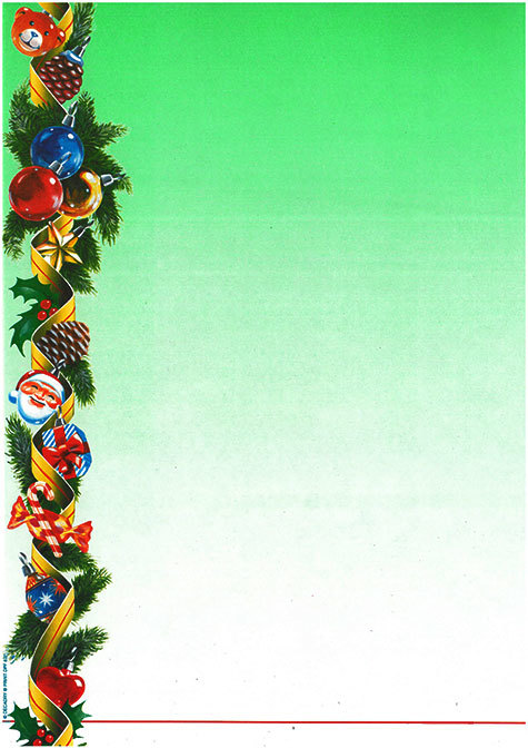 carta Carta personalizzata con soggetto -christmas ornaments- per stampanti laser & inkjet. Formato a4 (21x29,7 cm), 95gr x mq, personalizzata a tema.