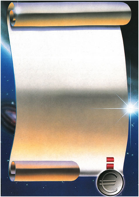 carta Carta personalizzata con soggetto -euro scroll- per stampanti laser & inkjet. Formato a4 (21x29,7 cm), 95gr x mq, personalizzata a tema.