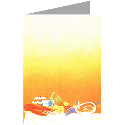 carta cartoncino piegato in 2 con soggetto -gastronomy- per stampanti laser & inkjet. Foglio A4 piegabile in A5, 165gr x mq, personalizzata a tema.