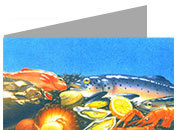 carta cartoncino piegato in 2 con soggetto -seafood- DEC862x70.