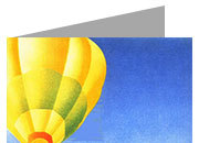 carta cartoncino piegato in 2 con soggetto -hot air balloon- per stampanti laser & inkjet. Foglio A4 piegabile in A5, 165gr x mq, personalizzata a tema DEC871x70