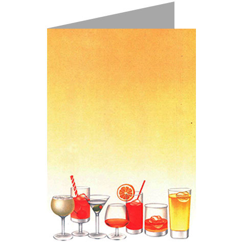 carta cartoncino piegato in 2 con soggetto -drink- per stampanti laser & inkjet. Foglio A4 piegabile in A5, 165gr x mq, personalizzata a tema.