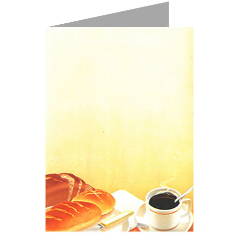 carta cartoncino piegato in 2 con soggetto -coffee- per stampanti laser & inkjet. Foglio A4 piegabile in A5, 165gr x mq, personalizzata a tema.