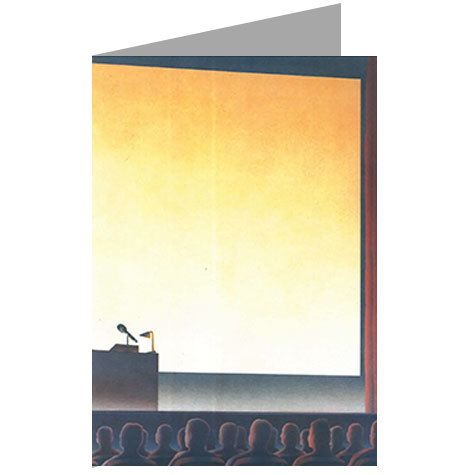 carta cartoncino piegato in 2 con soggetto -lecture hall- per stampanti laser & inkjet. Foglio A4 piegabile in A5, 165gr x mq, personalizzata a tema.