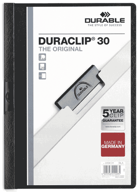 gbc Duraclip 30, NERO Capacit� da 1 a 30 fogli. Formato A4 (per fogli 21x29,7cm). 222701, 2227-01.