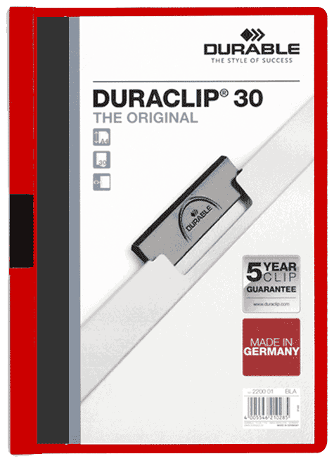 gbc Duraclip 30, ROSSO Capacit� da 1 a 30 fogli. Formato A4 (per fogli 21x29,7cm). 222703, 2227-03.