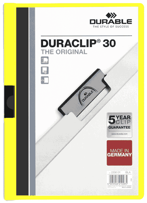 gbc Duraclip 30, GIALLO Capacit� da 1 a 30 fogli. Formato A4 (per fogli 21x29,7cm). 222704, 2227-04.