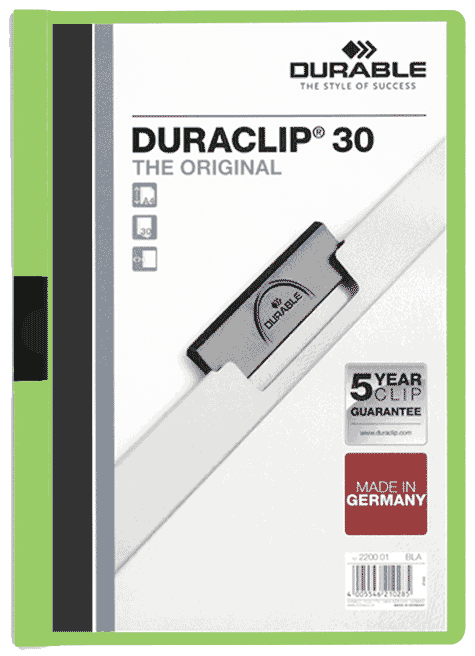 gbc Duraclip 30, VERDE Capacit� da 1 a 30 fogli. Formato A4 (per fogli 21x29,7cm). 222705, 2227-05.