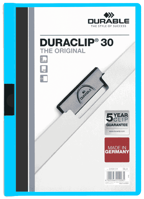 gbc Duraclip 30, AZZURRO Capacit� da 1 a 30 fogli. Formato A4 (per fogli 21x29,7cm). 222706, 2227-06.
