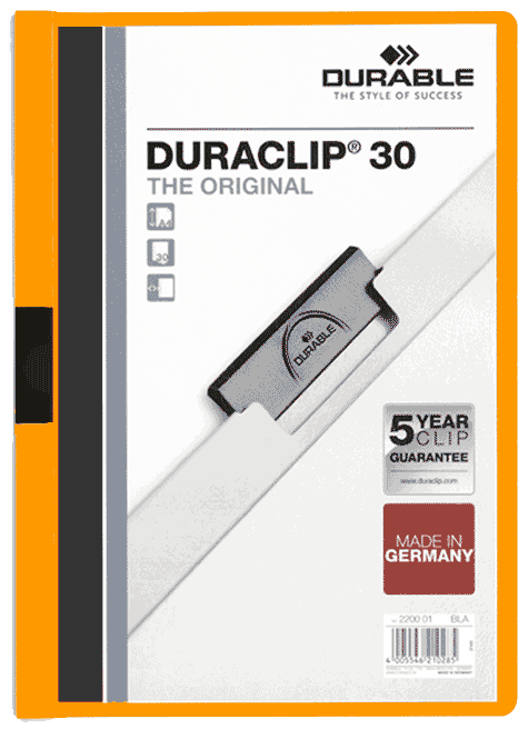 gbc Duraclip 30, ARANCIONE Capacit� da 1 a 30 fogli. Formato A4 (per fogli 21x29,7cm). 222709, 2227-09.