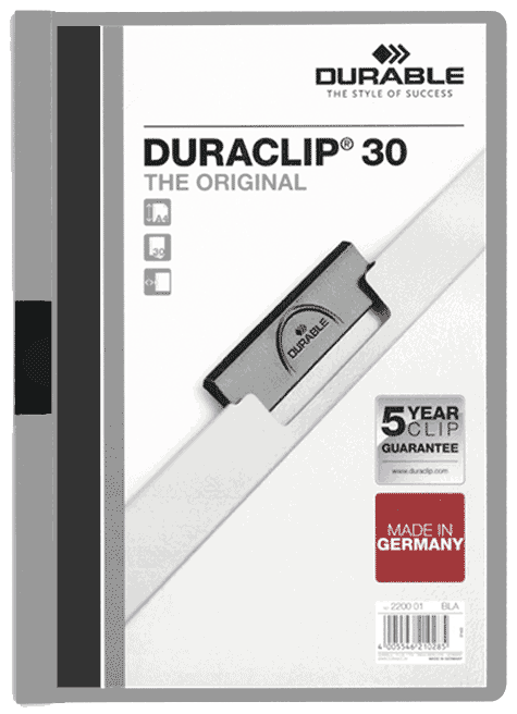 gbc Duraclip 30, GRIGIO Capacit� da 1 a 30 fogli. Formato A4 (per fogli 21x29,7cm). 222710, 2227-10.