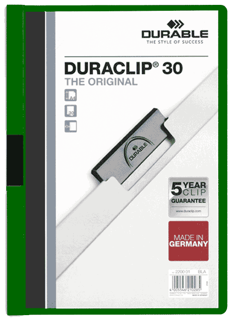 gbc Duraclip 30, VERDE SCURO Capacit� da 1 a 30 fogli. Formato A4 (per fogli 21x29,7cm). 222732, 2227-32.