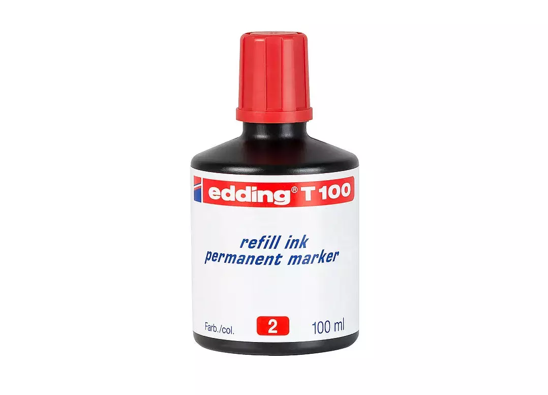 gbc RefillInk RicaricaInchiostroPermanente 100ml T100 ROSSO Inchiostro pigmentato inodore in flacone con erogatore a goccia. per l`utilizzo con pennelli, pennini, normografi e timbri. Prodotto originale tedesco. MADE IN GERMANY EDDT100002
