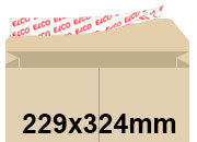 carta Busta 229x324mm, Beige Kraft, 170gr/mq AVORIO KRAFT, non internografata, altezza pattella 70mm, con soffietti 40mm, chiusura a strip autoadesivo sul lato corto, senza finiestra. Prodotto originale Svizzero. MADE IN SWITZERLAND.
