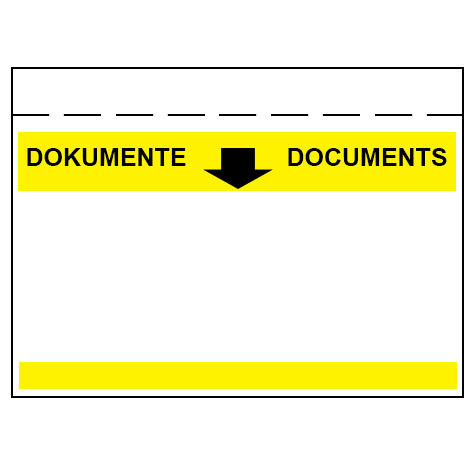 carta Tasca per documenti, 165x120mm, GIALLO Chiusura autoadesiva e striscia staccabile. Prodotto originale Svizzero. MADE IN SWITZERLAND.