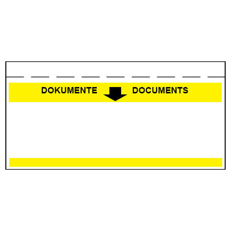 carta Tasca per documenti, 235x120mm, GIALLO Chiusura autoadesiva e striscia staccabile. Prodotto originale Svizzero. MADE IN SWITZERLAND.
