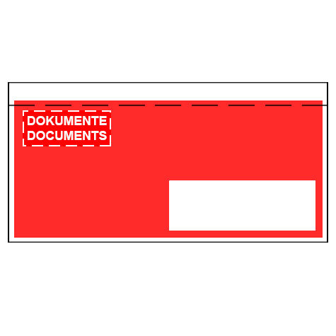 carta Tasca per documenti, 235x120mm, ROSSO Finestra in basso a destra, chiusura autoadesiva e striscia staccabile. Prodotto originale Svizzero. MADE IN SWITZERLAND.