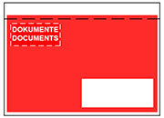 carta Tasca per documenti, 235x160mm, ROSSO Finestra in basso a destra, chiusura autoadesiva e striscia staccabile. Prodotto originale Svizzero. MADE IN SWITZERLAND.