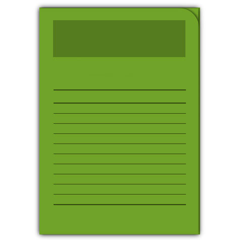 carta Ordo Volumino VERDE INTENSO, 120gr-mq Dimensioni: 231x313mm. Con finestra 180x50mm, frontale con rigature, disponibile in 5 colori. Prodotto originale svizzero. MADE IN SWITZERLAND.