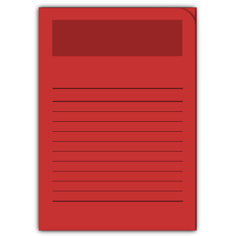 carta Ordo Volumino ROSSO INTENSO, 120gr-mq Dimensioni: 231x313mm. Con finestra 180x50mm, frontale con rigature, disponibile in 5 colori. Prodotto originale svizzero. MADE IN SWITZERLAND.