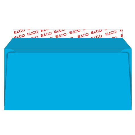 carta Busta 229x114mm, 100gr-mq, BLU INTENSO Serie Color, altezza pattella 38mm, chiusura in strip autoadesiva, senza finiestra. Prodotto originale Svizzero. MADE IN SWITZERLAND.