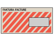 carta Busta con finestra 229x114mm, per fatture, 80gr/mq GRIGIO, con stampa esterna rosso/nero, non internografata, altezza pattella 41mm, chiusura GOMMATA, Finestra a destra 90x40mm: 30mm dal basso, 17mm da destra. Prodotto originale Svizzero. MADE IN SWITZERLAND.