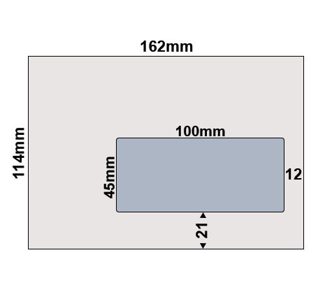 carta Buste con finestra.162x114mm. Premium, 100gr-mq BIANCO EXTRA, internografata, altezza pattella 33mm, chiusura a strip autoadesivo, Finestra a destra 100x45mm: 21mm dal basso, 12mm da destra. Prodotto originale Svizzero. MADE IN SWITZERLAND.