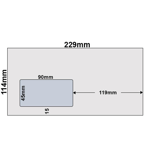 carta Busta con finestra.�229x114mm. Premium. 80gr-mq BIANCO EXTRA, internografata, altezza pattella 33mm, chiusura a strip autoadesivo, Finestra a sinistra 90x45mm: 15mm dal basso, 119mm da destra. Prodotto originale Svizzero. MADE IN SWITZERLAND.