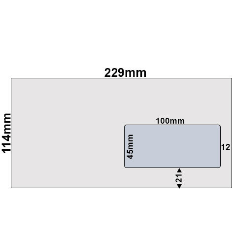 carta Busta con finestra 229x114mm, Classic, 100gr-mq BIANCO, internografata (ELCO classic), altezza pattella 33mm, chiusura a strip autoadesivo, Finestra a destra 100x45mm: 21mm dal basso, 12mm da destra. Prodotto originale Svizzero. MADE IN SWITZERLAND.