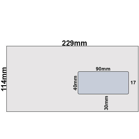 carta Busta con finestra.229x114mm. Premium. 100gr-mq BIANCO EXTRA, internografata, altezza pattella 33mm, chiusura a strip autoadesivo, Finestra a destra 90x40mm: 30mm dal basso, 17mm da destra. Prodotto originale Svizzero. MADE IN SWITZERLAND.