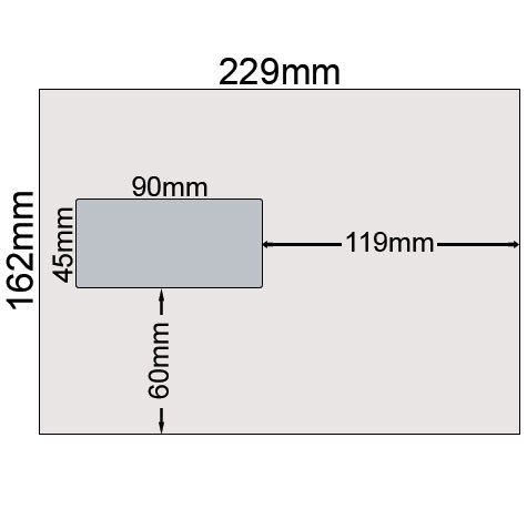carta Busta con finestra 229x162mm, Premium, 80gr-mq BIANCO EXTRA, internografata, altezza pattella 46mm, chiusura GOMMATA, Finestra a sinistra 90x45mm: 60mm dal basso, 119mm da destra. Prodotto originale Svizzero. MADE IN SWITZERLAND .