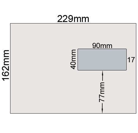carta Busta con finestra 229x162mm, Premium, 100gr-mq BIANCO EXTRA, internografata, altezza pattella 46mm, chiusura GOMMATA, Finestra a destra 90x40mm: 77mm dal basso, 17mm da destra. Prodotto originale Svizzero. MADE IN SWITZERLAND .